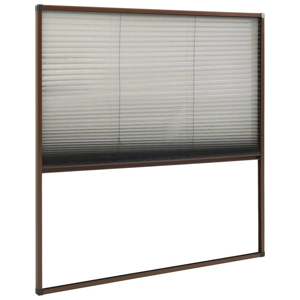 vidaXL Insektenschutz-Plissee für Fenster Aluminium Braun 120x120 cm