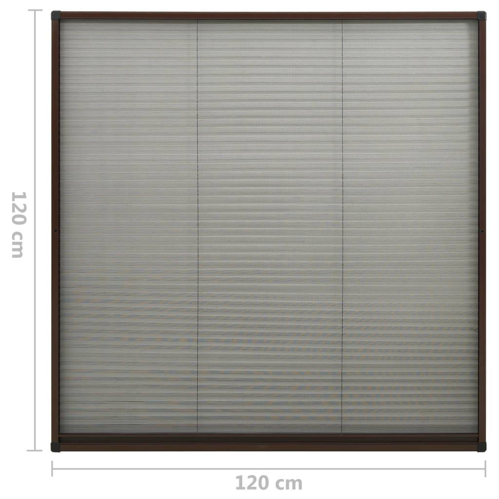 vidaXL Insektenschutz-Plissee für Fenster Aluminium Braun 120x120 cm