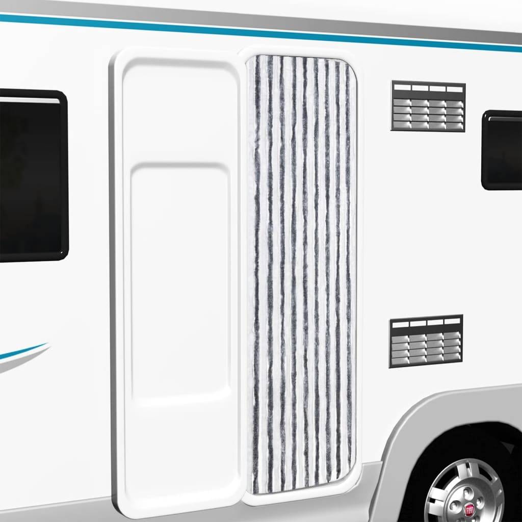 vidaXL Insektenschutz-Vorhang Grau und Weiß 56x200 cm Chenille