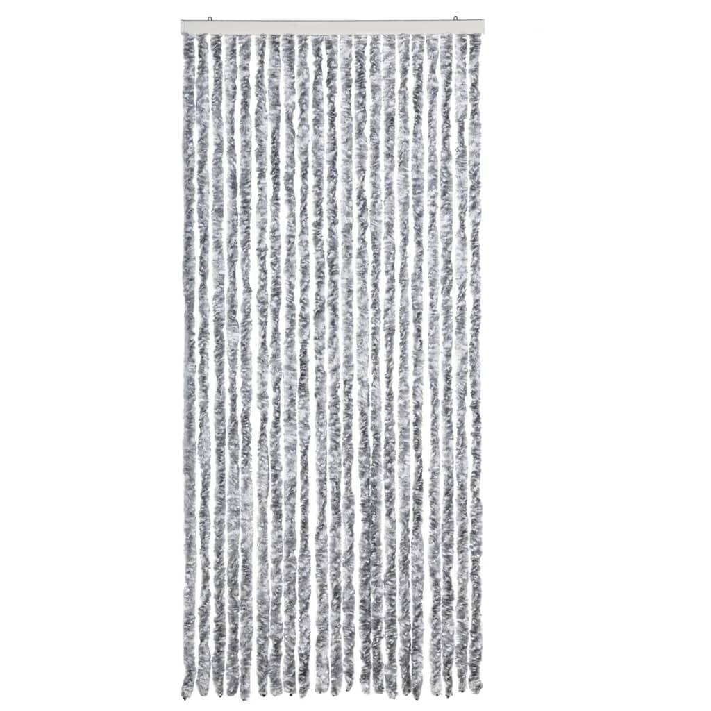 vidaXL Insektenschutz-Vorhang Weiß und Grau 90x200 cm Chenille