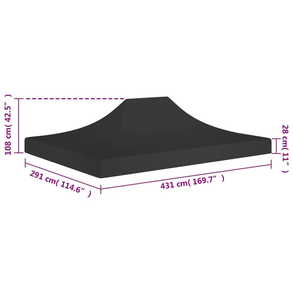 vidaXL Partyzelt-Dach 4,5x3 m Schwarz 270 g/m²