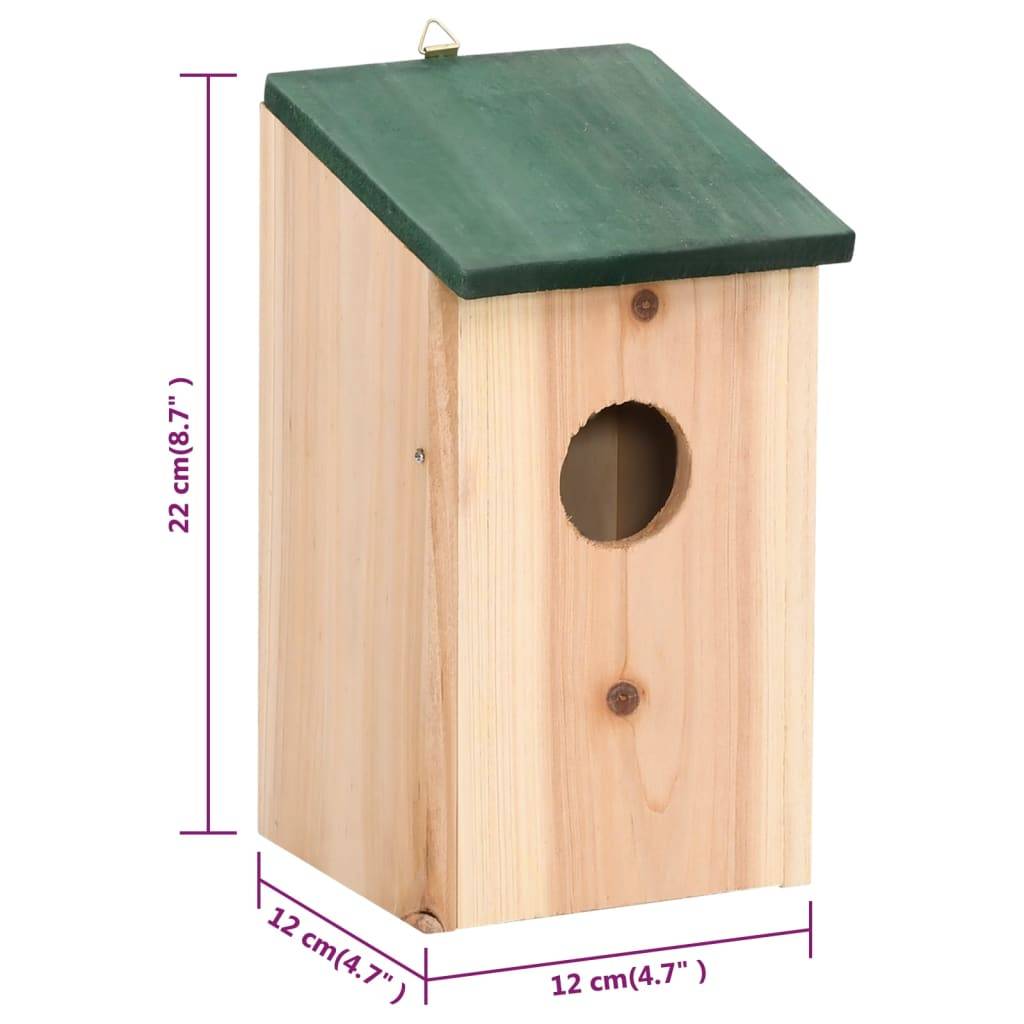 vidaXL Vogelhäuser 10 Stk. Tanne Massivholz 12x12x22 cm