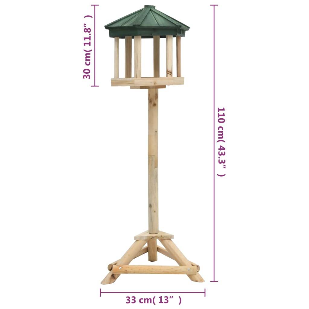 vidaXL Vogelfutterhaus mit Ständer Tanne Massivholz 33x110 cm