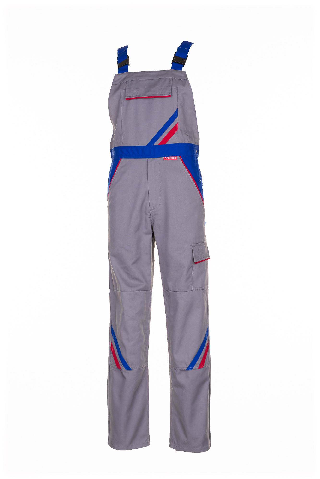 Planam Highline Latzhose zink/kornblumenblau/rot 70 2333070
