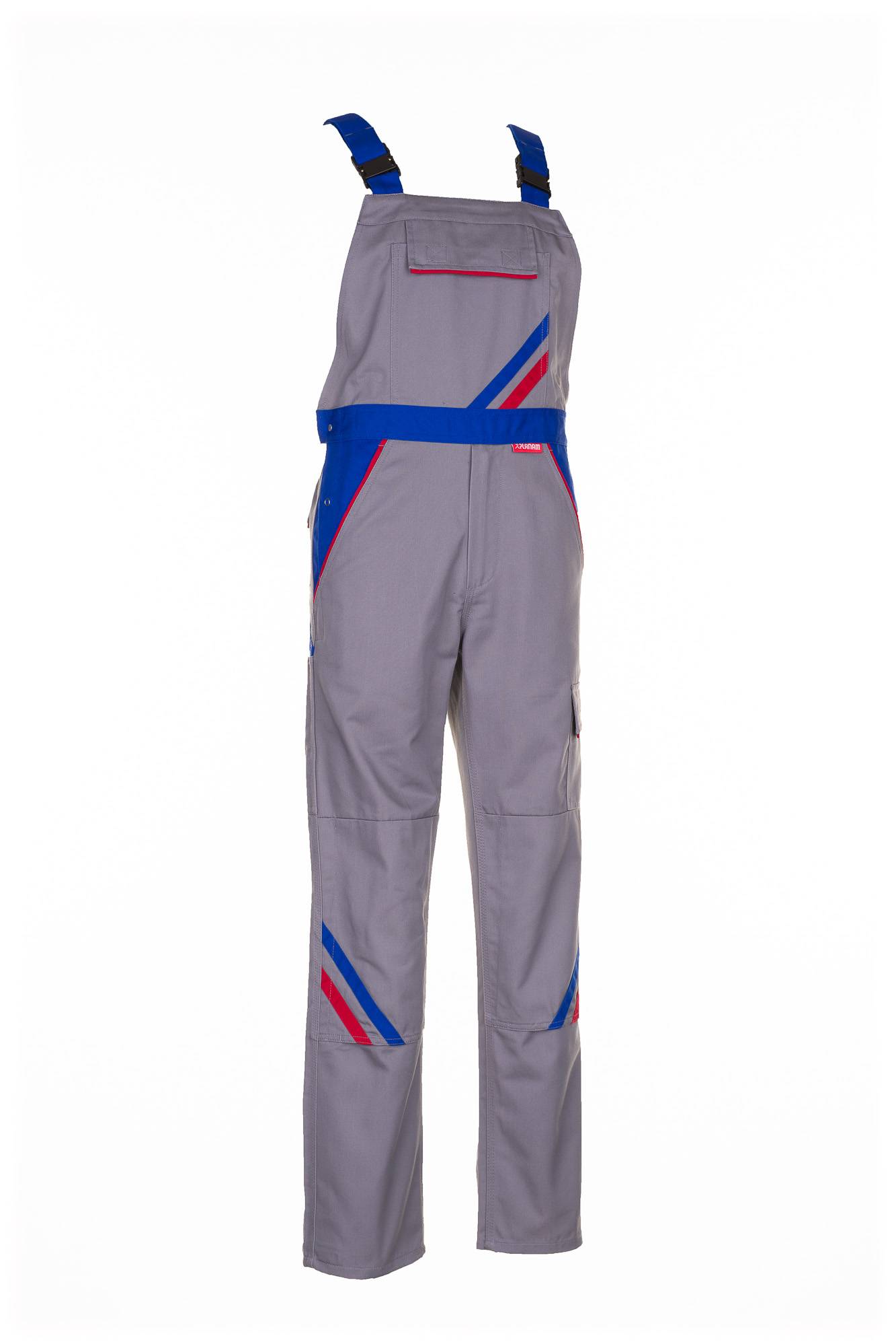Planam Highline Latzhose zink/kornblumenblau/rot 70 2333070