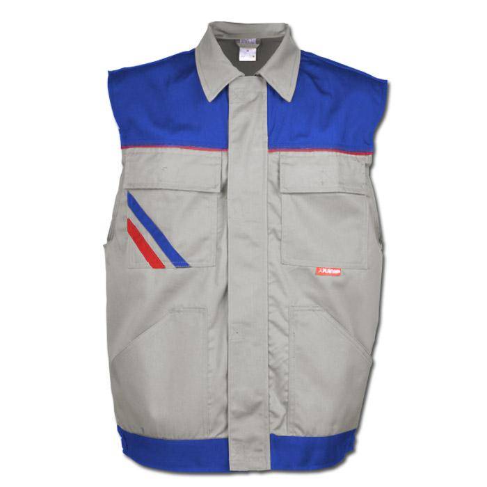 Arbeitsweste - Gr. XL - zink/kornblau - 65% PES - 35% CO - 320 g/m² - strapazierfähig - atmungsaktiv - schmutz- und wasserabweisend - "Highline"