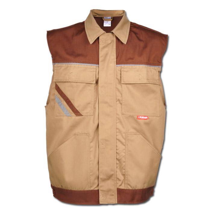 Arbeitsweste - Gr. 4XL - beige/braun - 65% PES - 35% CO - 320 g/m² - strapazierfähig - atmungsaktiv - schmutz- und wasserabweisend - "Highline"