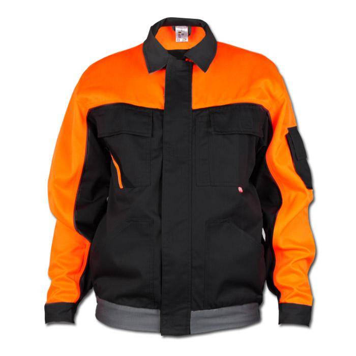 Bundjacke - Gr. 118 - schwarz/orange - 35/65% MG - Stoffgewicht 285 g/m² - "Visline" - Gummizug im Bund