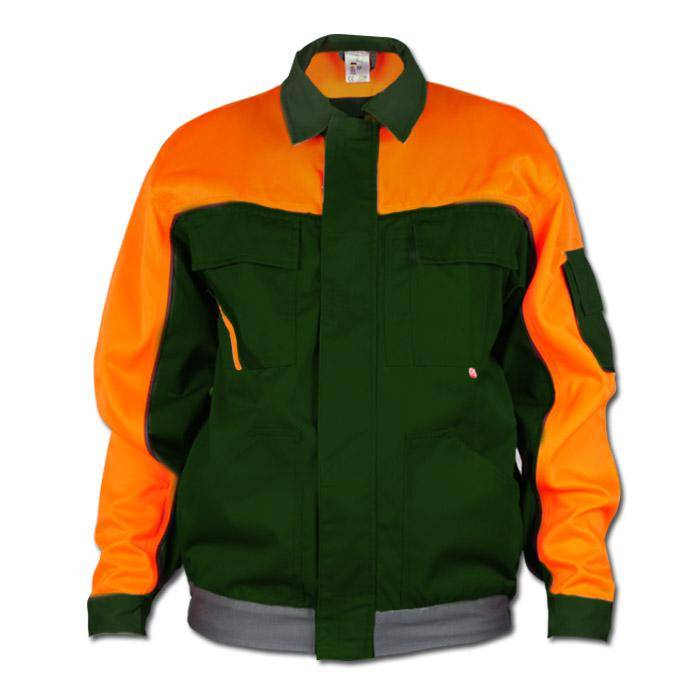 Bund-Jacke - Gr. 68 - grün/orange - 35/65% MG - Stoffgewicht 285 g/m² - "Visline" - Gummizug im Bund
