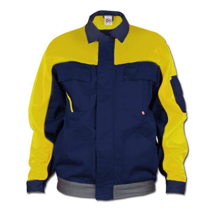 Bundjacke - Gr. 114 - marine/gelb - 35/65% MG - Stoffgewicht 285 g/m² - "Visline" - Gummizug im Bund