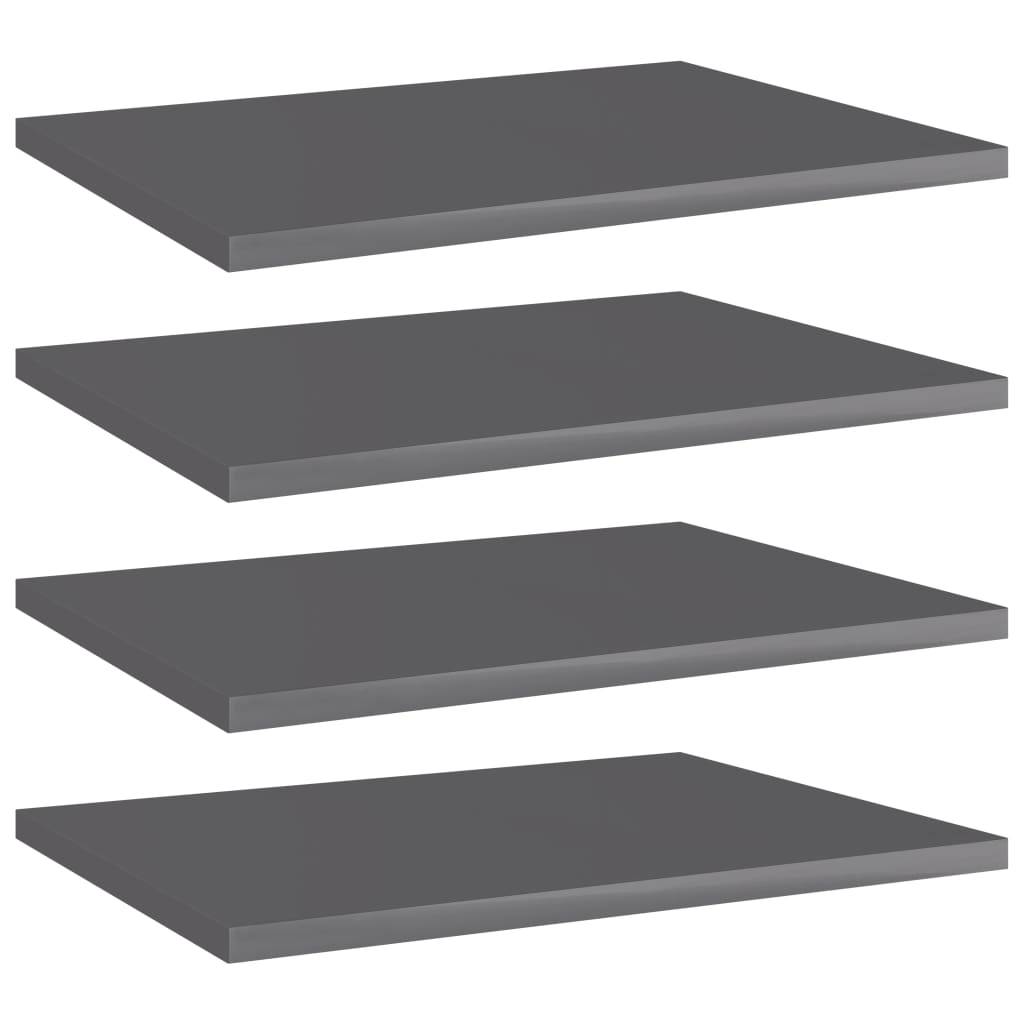 vidaXL Bücherregal-Bretter 4 Stk. Hochglanz-Grau 40x30x1,5 cm