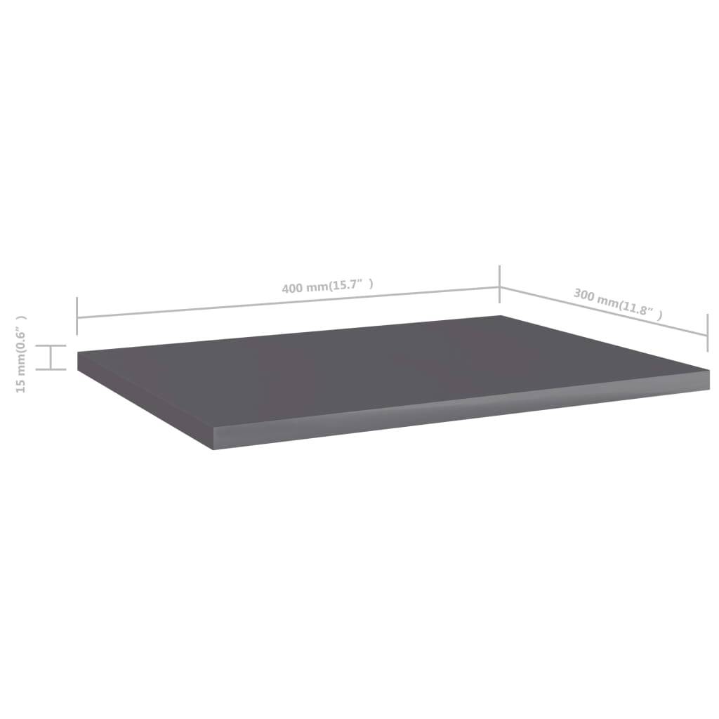 vidaXL Bücherregal-Bretter 4 Stk. Hochglanz-Grau 40x30x1,5 cm