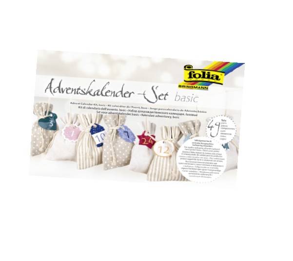 Folia 'Adventskalender-Set basic' Bastelset mit nummerierten Stoffgeschenktüten für einen DIY-Weihnachtsadventkalender.