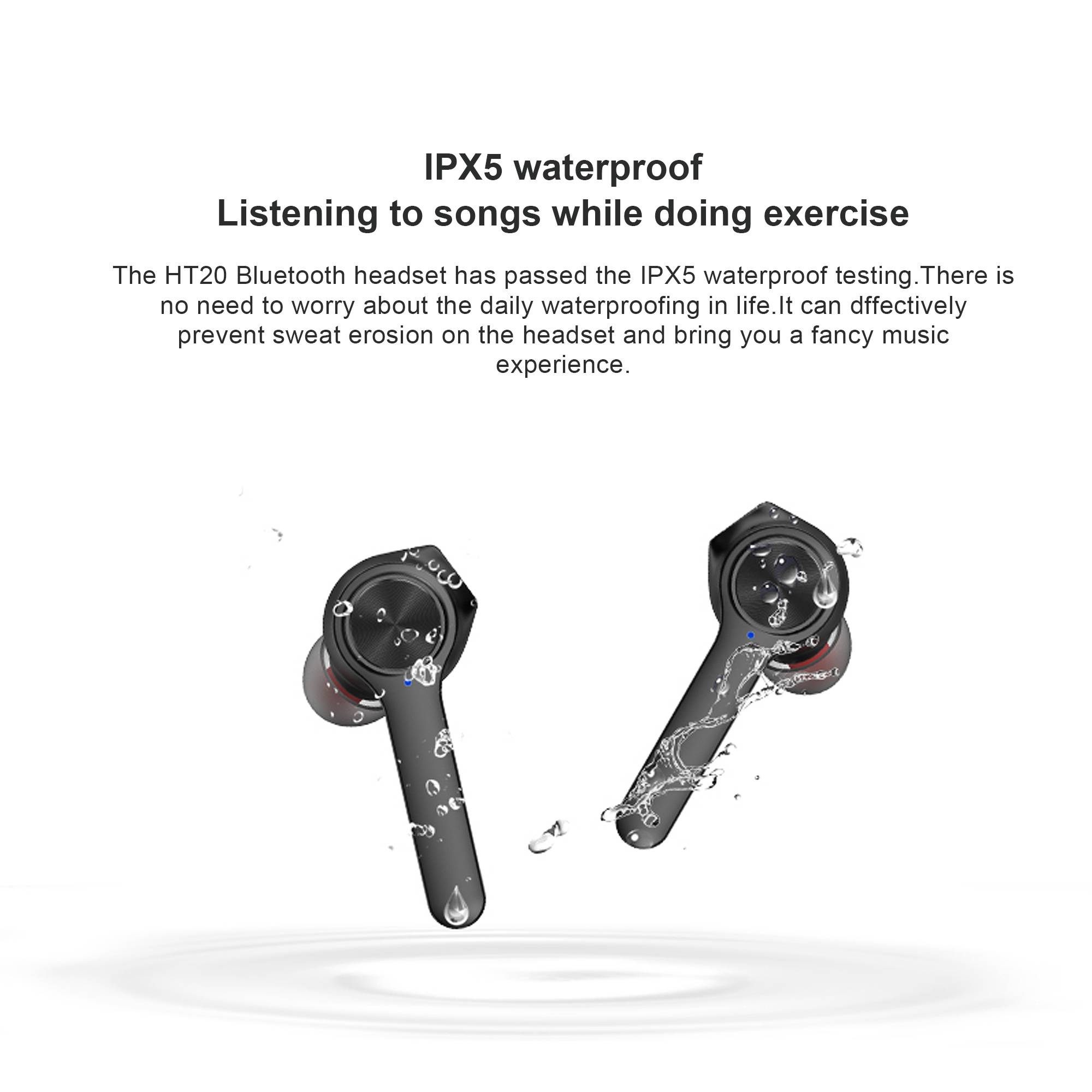 Lenovo HT20 In-ear Kopfhörer mit Ladecase schwarz