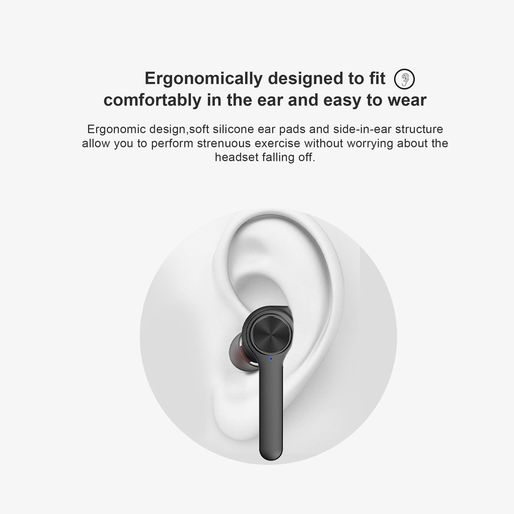 Lenovo HT20 In-ear Kopfhörer mit Ladecase schwarz