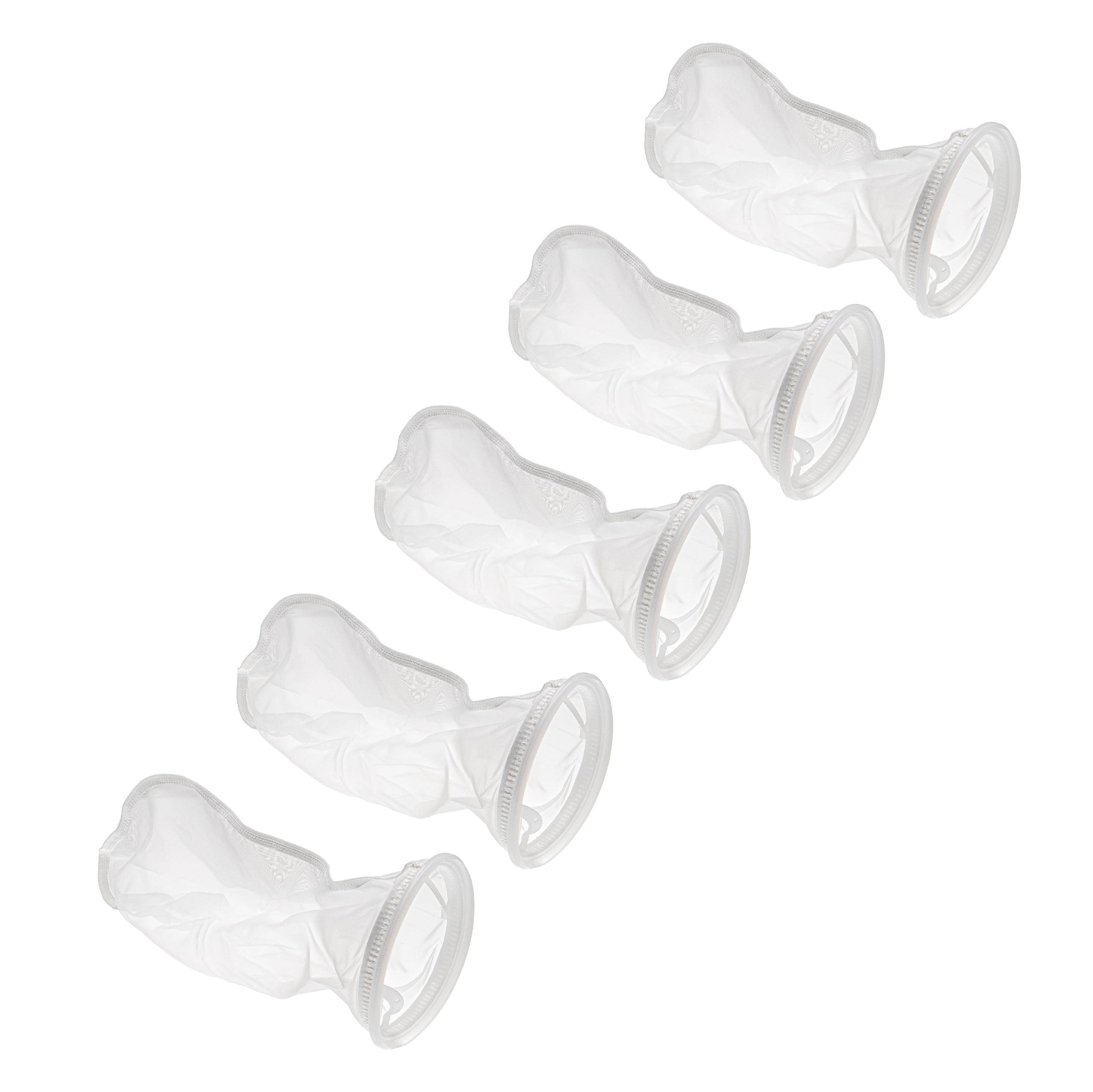 vhbw 5x Universal Filtersocke für Aquarien, Pools, Skimmer - Filterbeutel, Polyester, 18 x 45 cm, 150 Mikrometer, Weiß