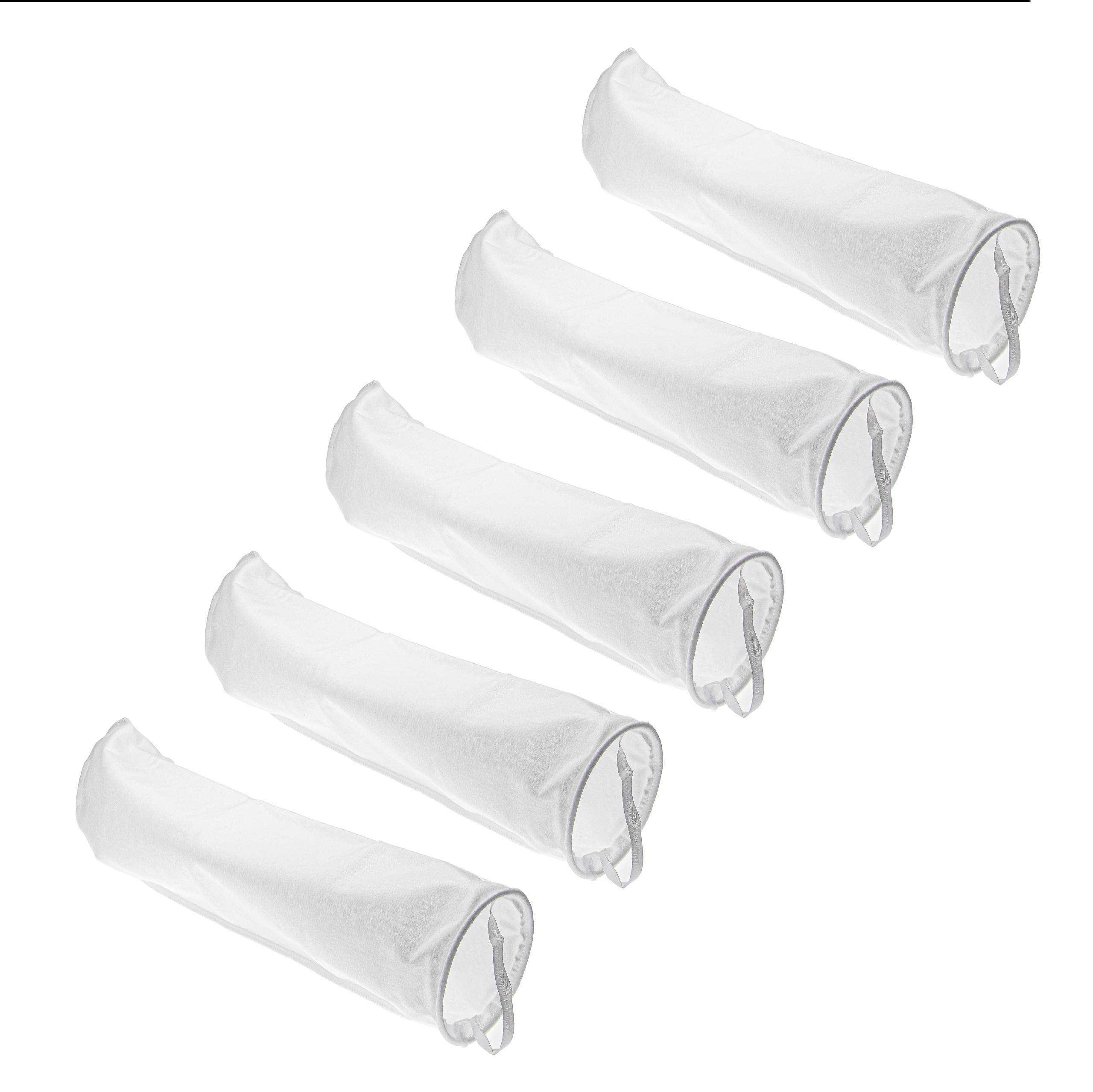 vhbw 5x Universal Filtersocke für Aquarien, Pools, Skimmer - Filterbeutel, Polypropylen, 18 x 81 cm, 100 Mikrometer, Weiß