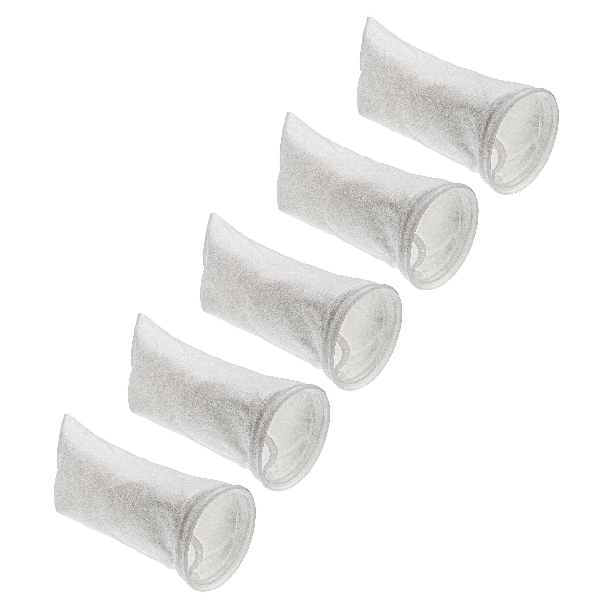 vhbw 5x Universal Filtersocke für Aquarien, Pools, Skimmer - Filterbeutel, Polyethylen, 18 x 45 cm, 100 Mikrometer, Weiß