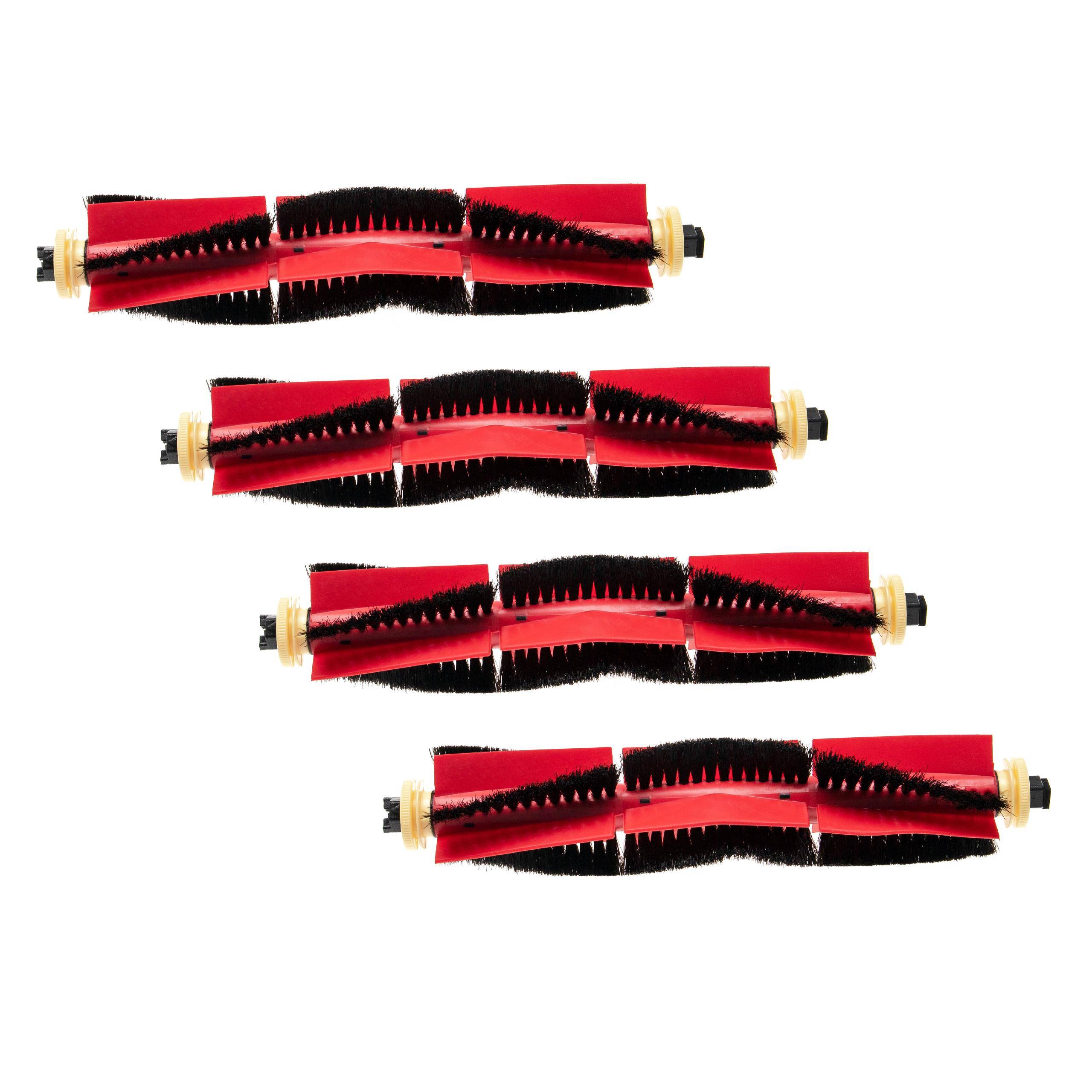 vhbw 4x Rundbürste kompatibel mit Xiaomi Xiaowa C10, E20, E25, E35 Saugroboter - Rollenbürste, Hauptbürste, Bürstenset