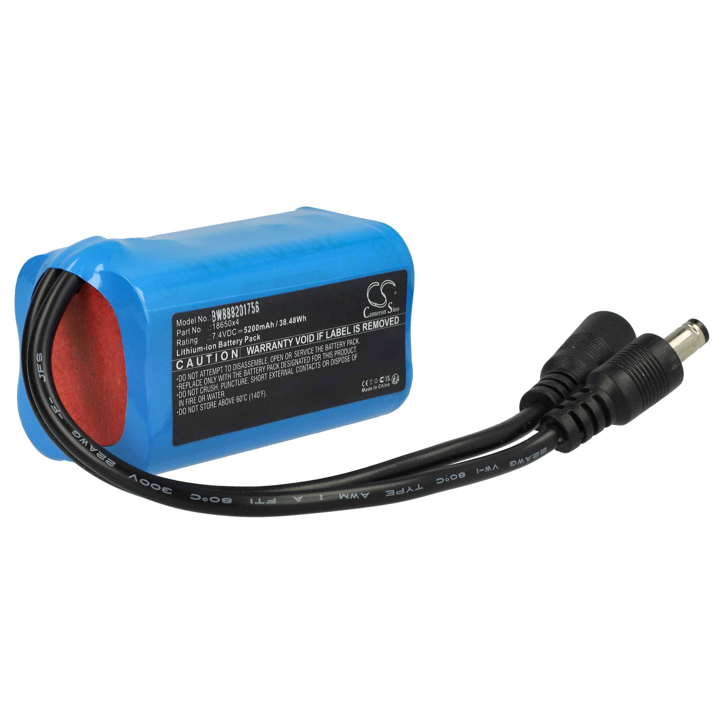 vhbw Akku kompatibel mit XML T6 LED Fahrrad-Licht, Scheinwerfer (5200mAh, 7,4V, Li-Ion)