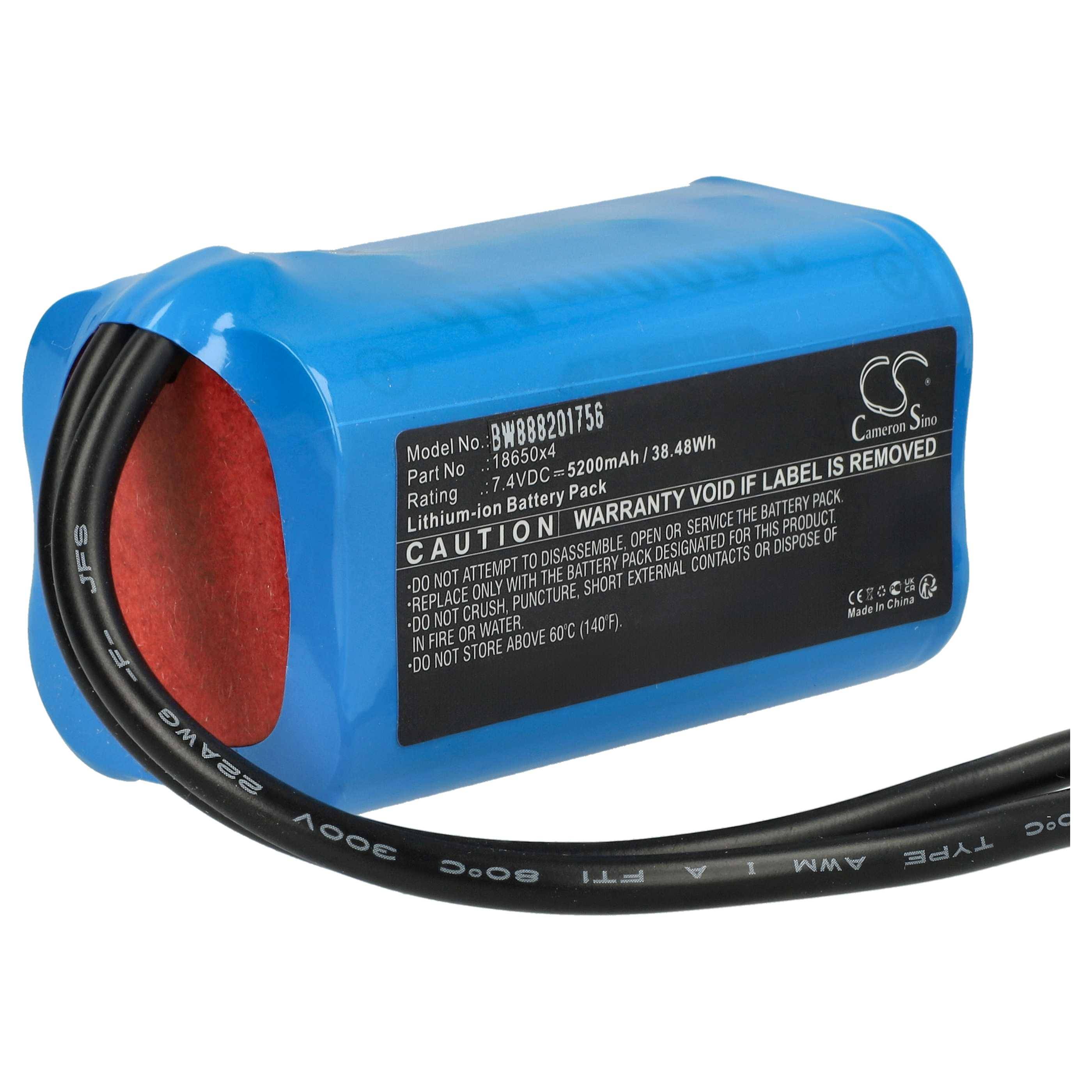 vhbw Akku kompatibel mit XML T6 LED Fahrrad-Licht, Scheinwerfer (5200mAh, 7,4V, Li-Ion)