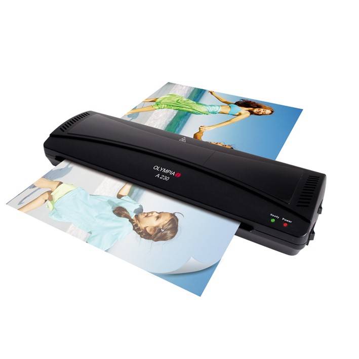 OLYMPIA Laminiergerät mit Schneidelineal und Eckenrunder inklusive 40 Laminierfolien A 230 4 in 1