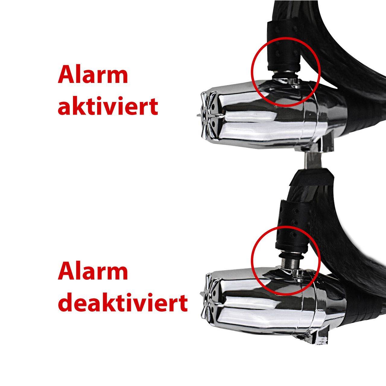 OLYMPIA Fahrradschloss Alarmschloss Kabelschloss Ringschloss mit Alarm 100dB 60cm
