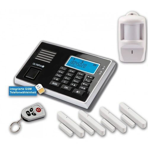 OLYMPIA Protect 9061 Drahtloses GSM Alarmanlagen-Set mit 4 Tür-/Fensterkontakten und Bewegungsmelder OLYMPIA Protect 9061 Drahtloses GSM Alarmanlagen-Set mit 4 Tür-/Fensterkontakten und Bewegungsmelder