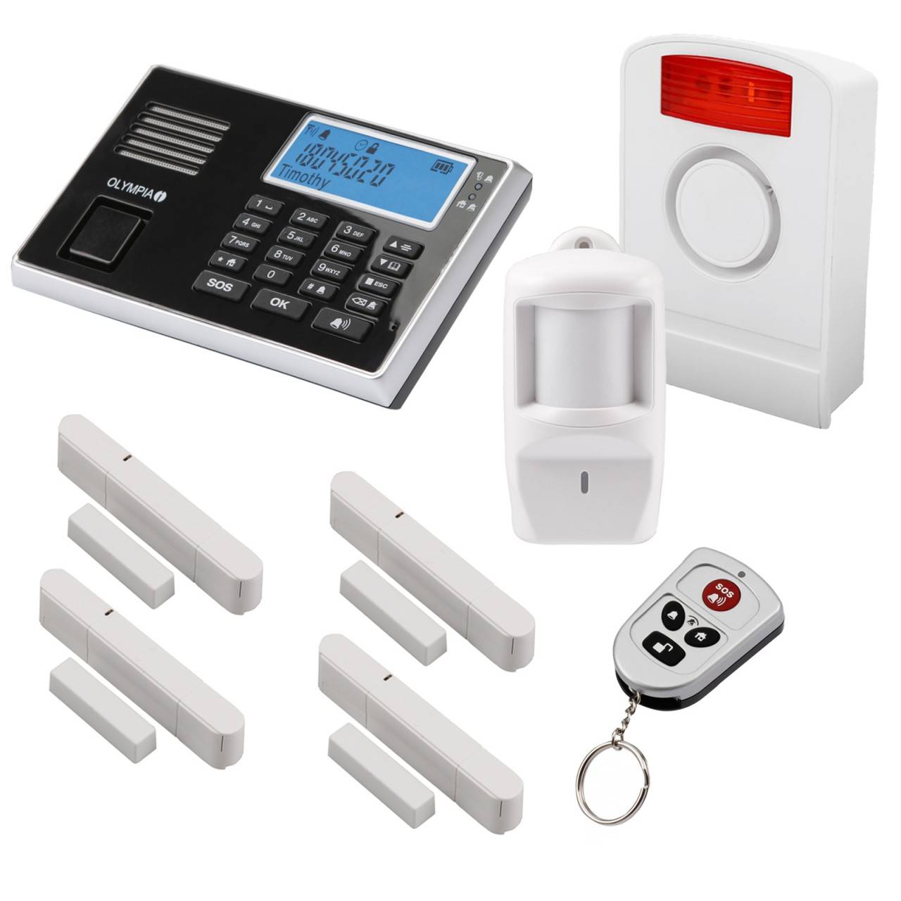 OLYMPIA Protect 9061 GSM Funk Alarmanlagen Super-Set mit Außensirene