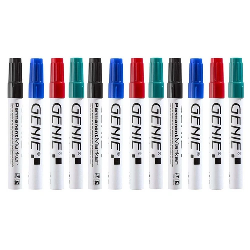 12 Stück GENIE Permanent Marker Set Permanentmarker wasserfest M Rund 4 Farben 12 Stück GENIE Permanent Marker Set Permanentmarker wasserfest M Rund 4 Farben