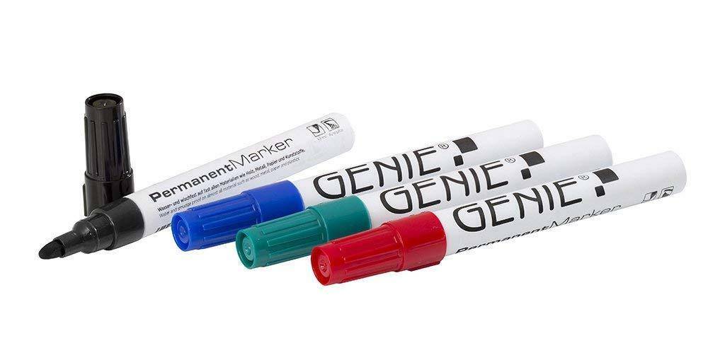 12 Stück GENIE Permanent Marker Set Permanentmarker wasserfest M Rund 4 Farben