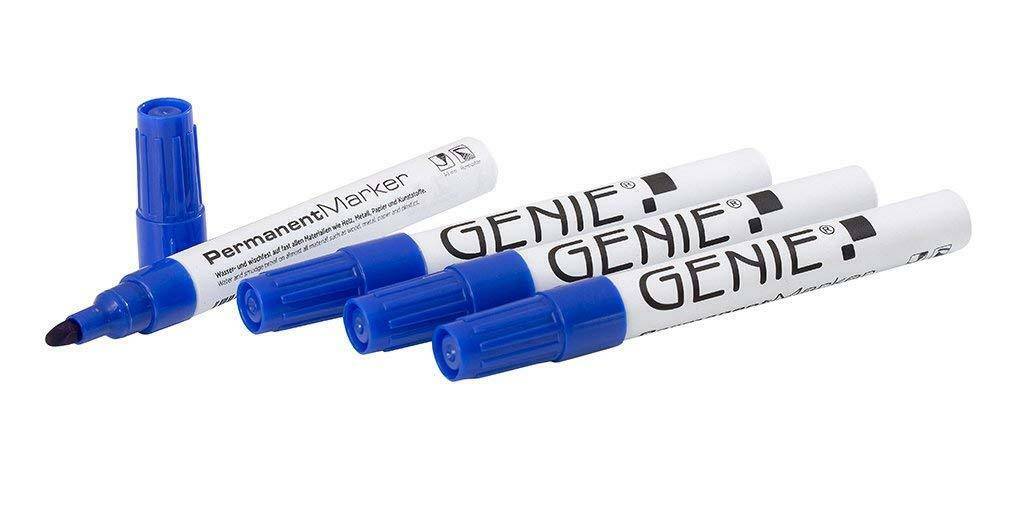 12 Stück GENIE Permanent Marker blau Permanentmarker Filzstifte wasserfest Stift