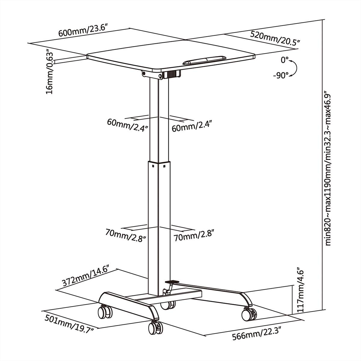 ROLINE PC-Arbeitstisch, höhenverstellbar, neigbar, weiß