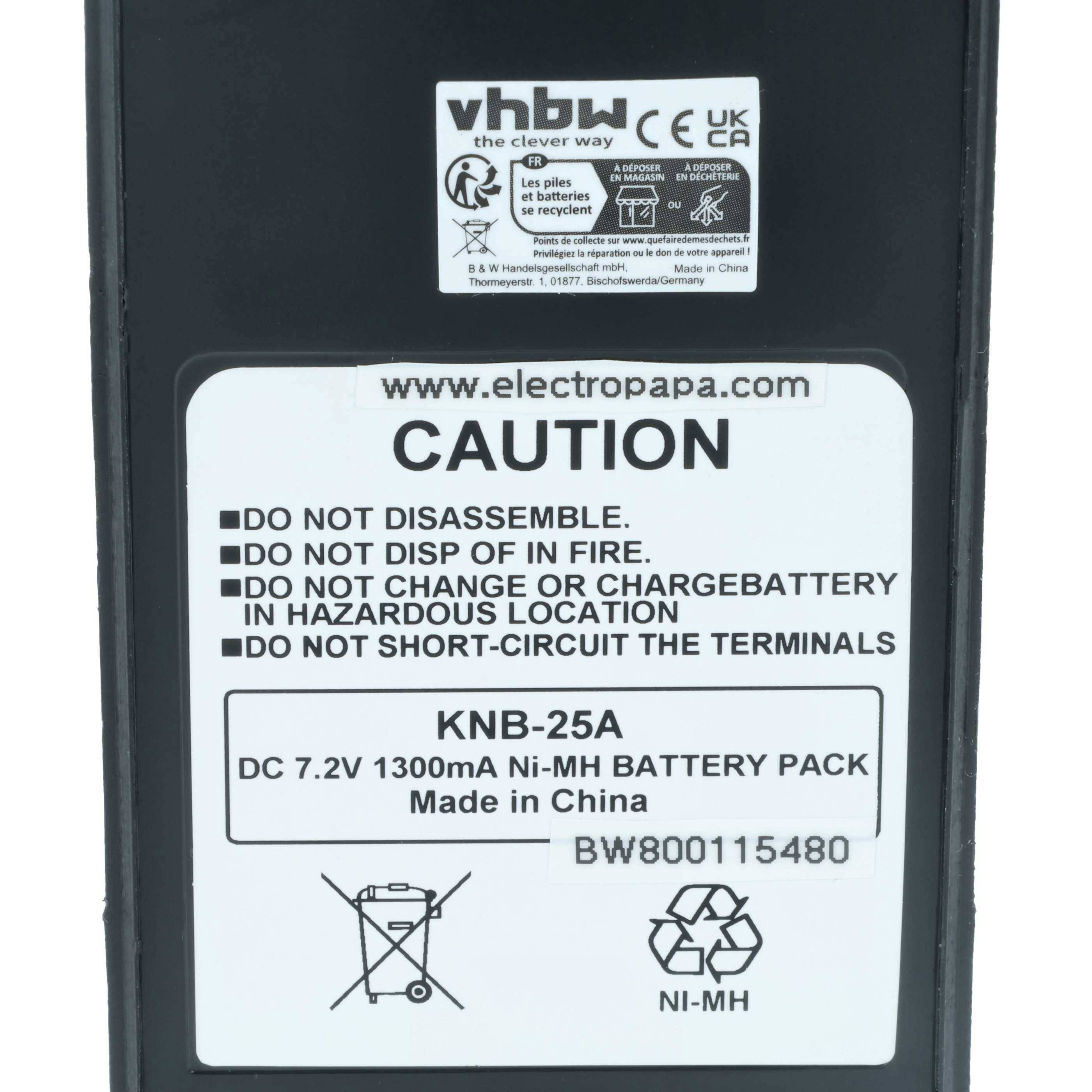 vhbw 2x Akku kompatibel mit Kenwood NX-320E3, NX-3220, NX-320E2, NX-3320, NX3220, NX3300, NX3320 Funkgerät, Walkie Talkie (1300 mAh, 7,2 V, NiMH)