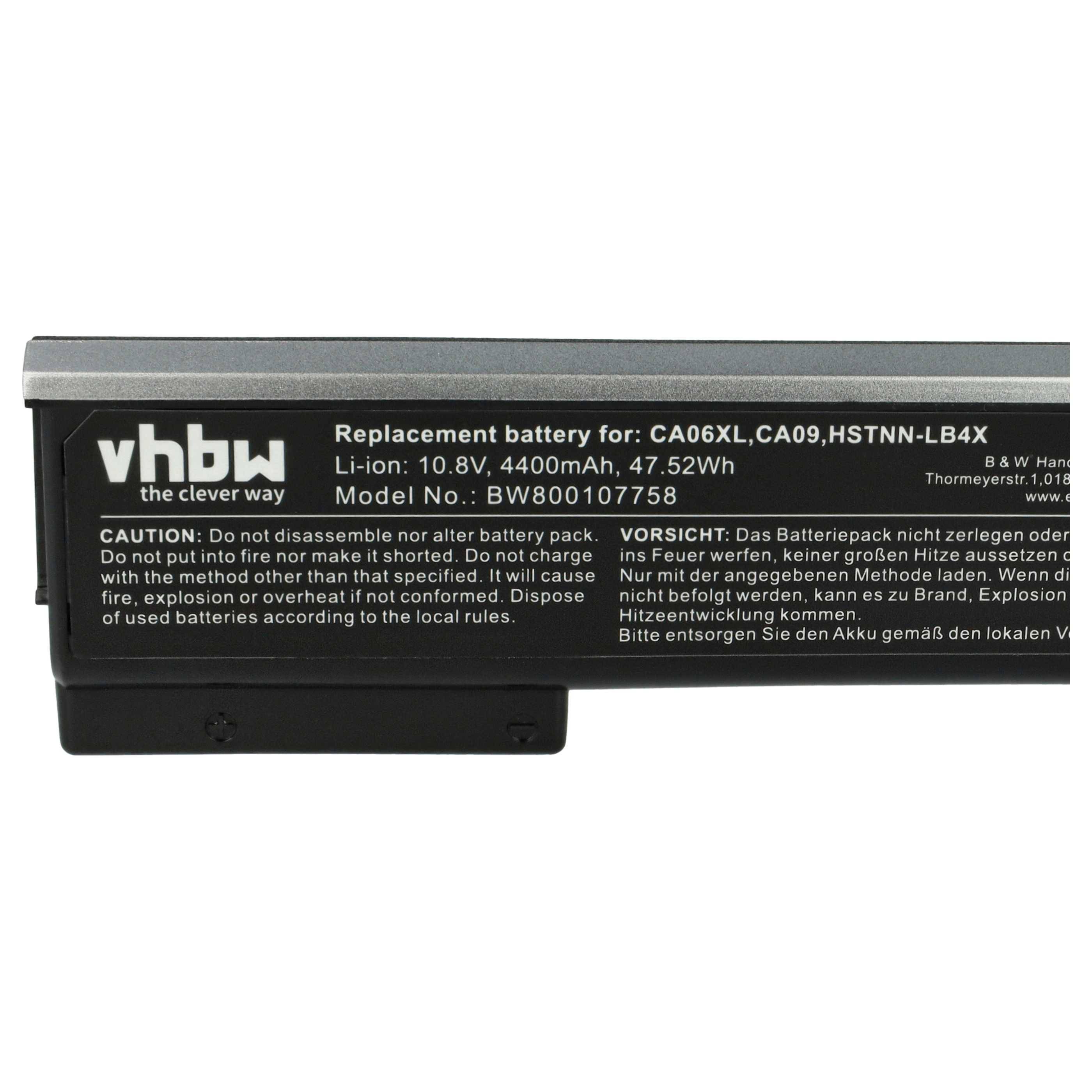 vhbw Akku Ersatz für HP 7718678-421, CA06, 718756-001, 718757-001, 718755-001 für Notebook (4400 mAh, 10,8 V, Li-Ion)