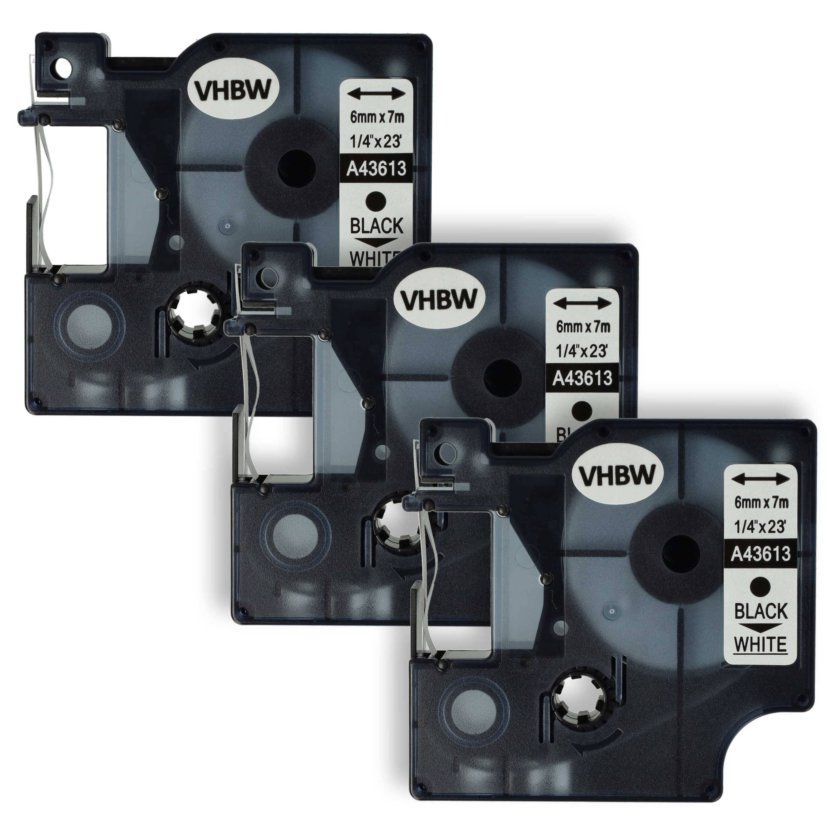 vhbw 3x Schriftband-Kassette kompatibel mit Dymo 5000, 2000, 1000 Plus, 5500 Etiketten-Drucker 7m x 6mm Schwarz auf Weiß