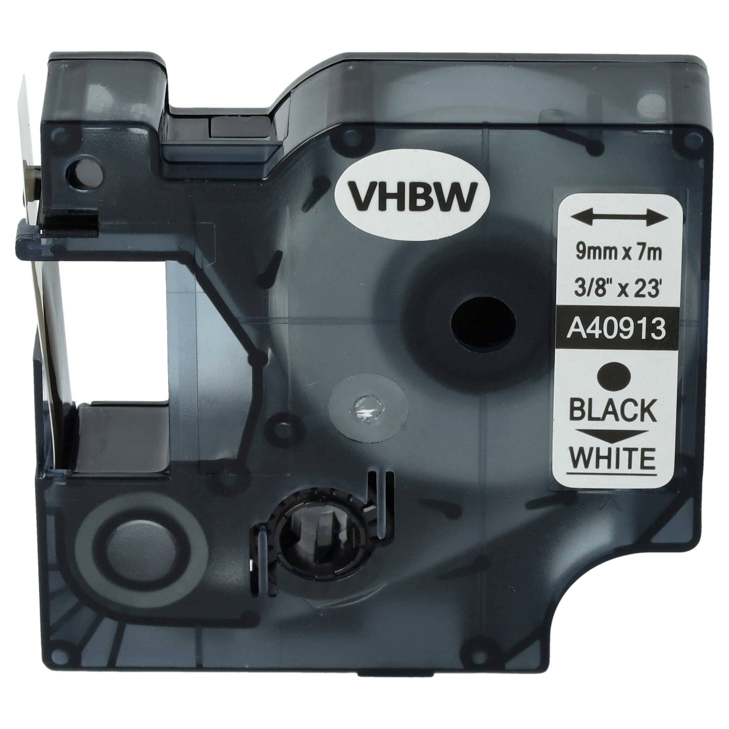 vhbw Schriftband-Kassette kompatibel mit Dymo LabelMaker PC | PC2 Etiketten-Drucker 9mm Schwarz auf Weiß