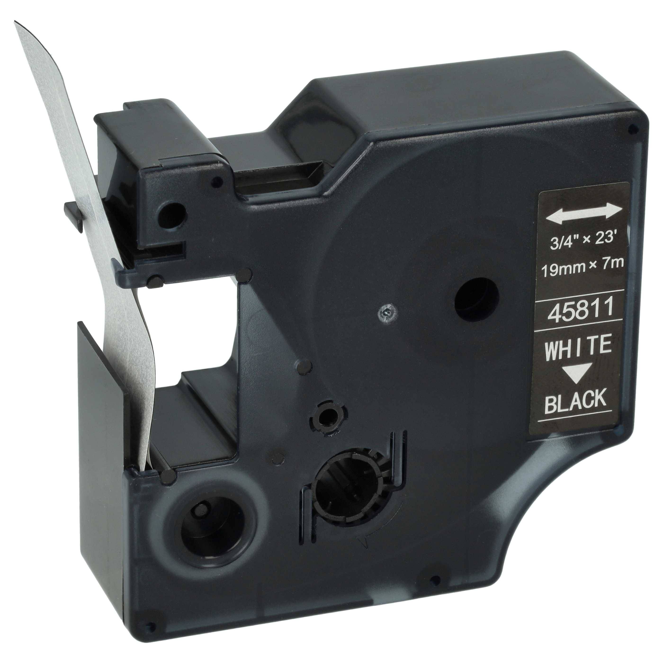 vhbw Schriftband-Kassette kompatibel mit Dymo LabelMaker PC2 | PC Etiketten-Drucker 7m x 19mm Weiß auf Schwarz, Kunststoff