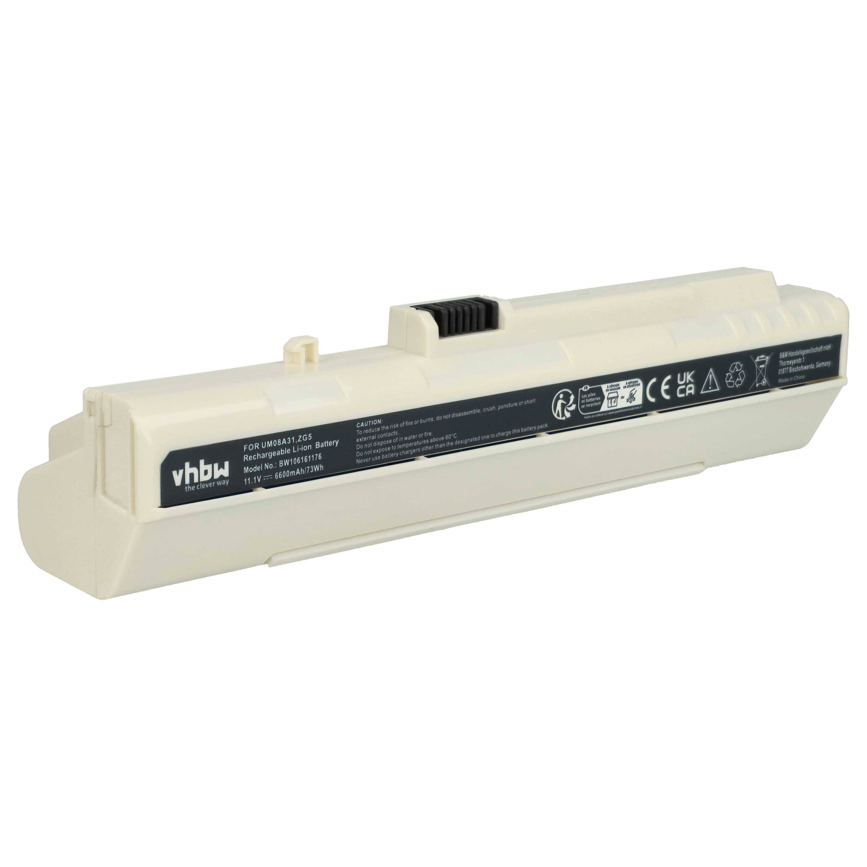 vhbw Akku kompatibel mit Acer Aspire One ZG5 Notebook (6600mAh, 11,1V, Li-Ion)