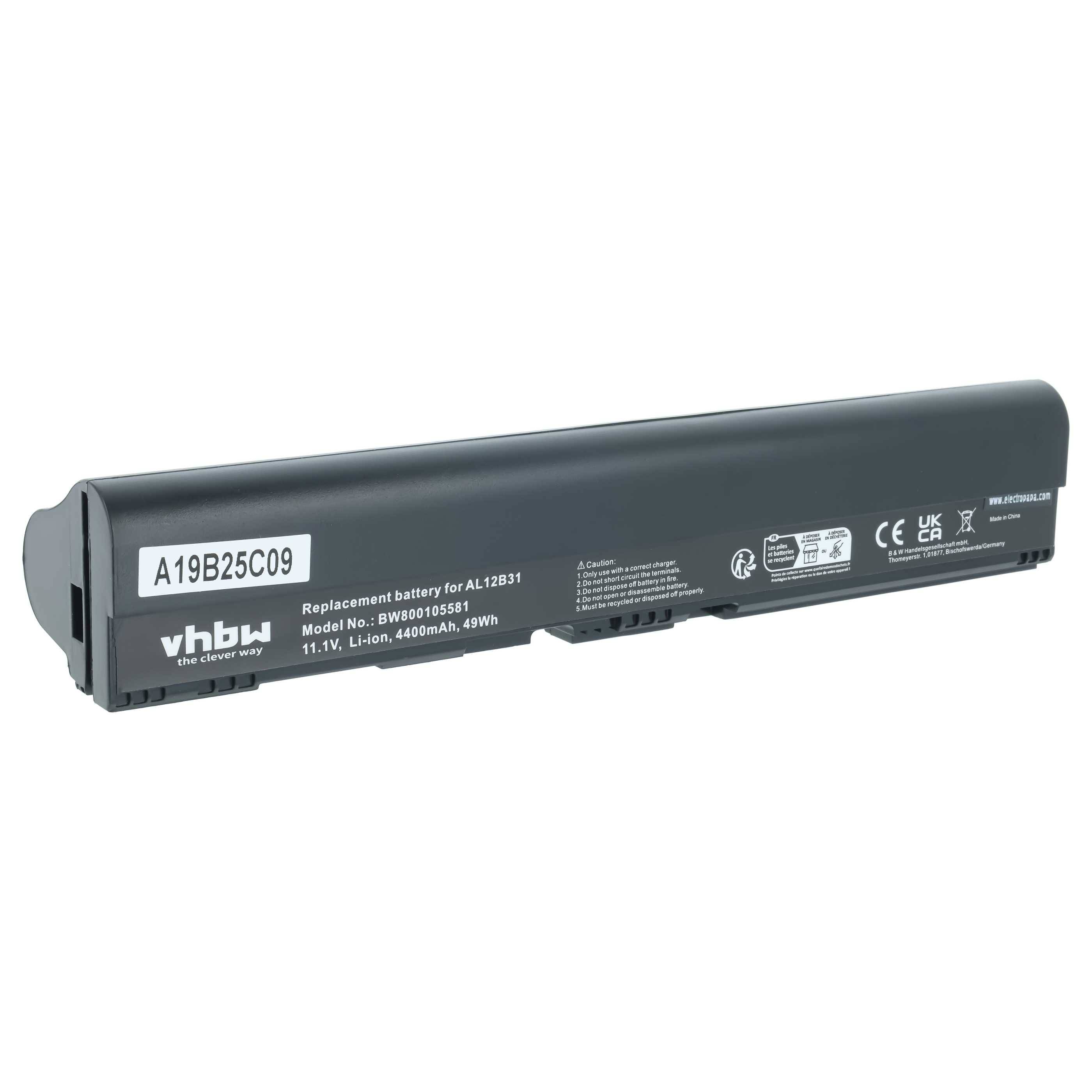 vhbw Akku Ersatz für Acer KT.00407.002 | für Notebook (4400 mAh, 11,1 V, Li-Ion)