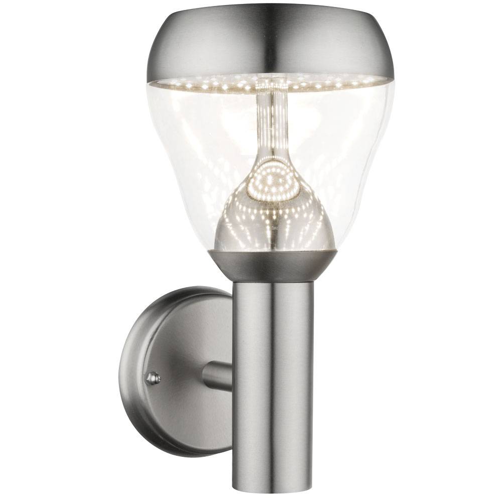 Design LED Wand Leuchte Glas Kugel Edelstahl Beleuchtung rund Außen Strahler Lampe IP44