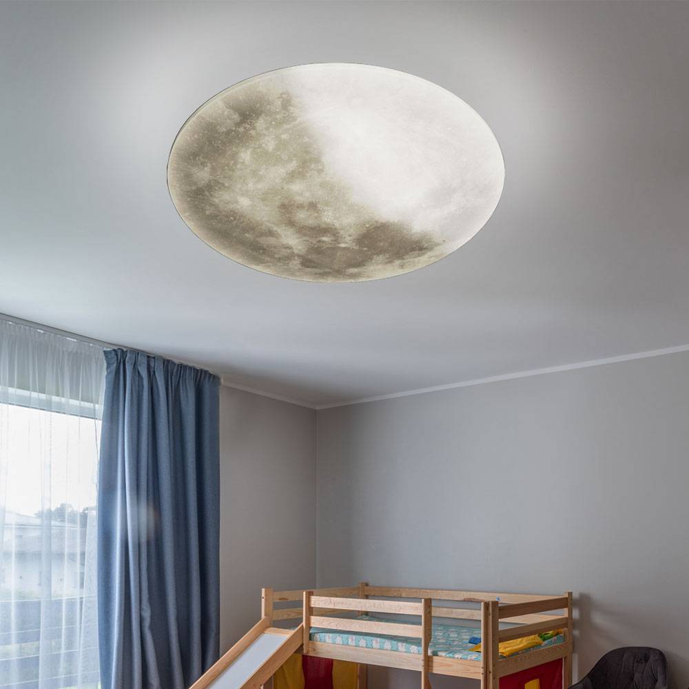 Deckenlampe Wohnzimmerleuchte Deckenleuchte Esszimmerlampe Schlafzimmerleuchte, Acryl weiß, Mond-Optik dimmbar Fernbedienung, LED 22W 2460Lm 3000K