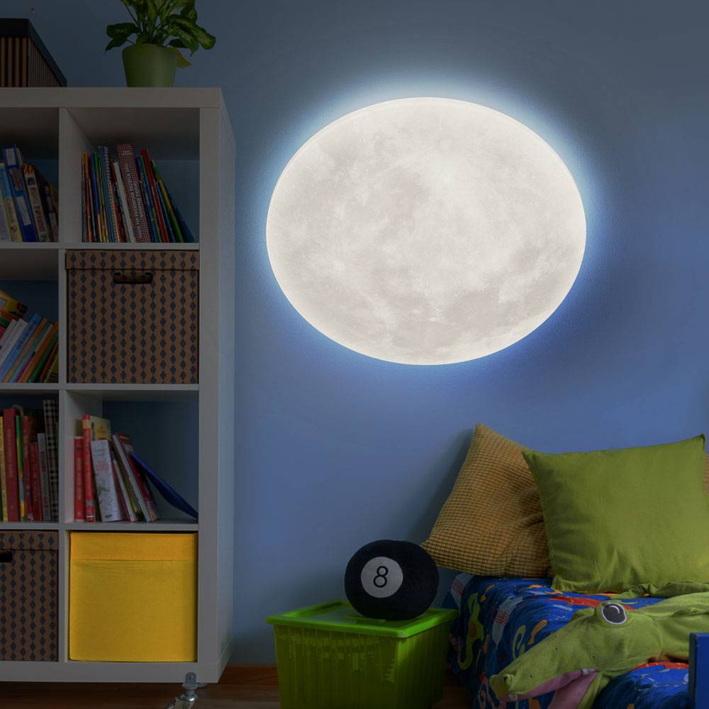 Deckenlampe Wohnzimmerleuchte Deckenleuchte Esszimmerlampe Schlafzimmerleuchte, Acryl weiß, Mond-Optik dimmbar Fernbedienung, LED 22W 2460Lm 3000K