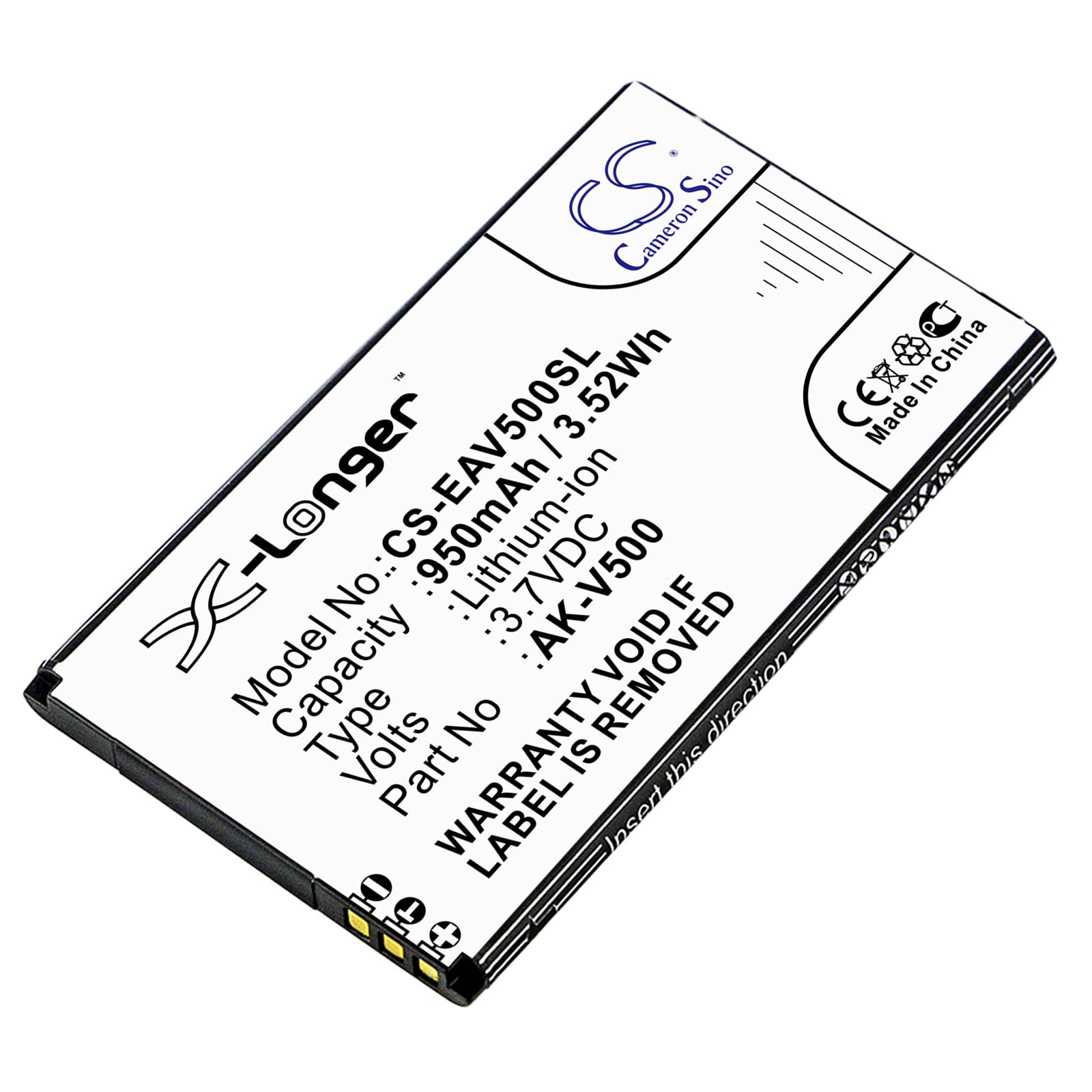 Akku passend für den Emporia Prime Akkutyp AK-V500 Abmessungen 68,76x40x4mm
