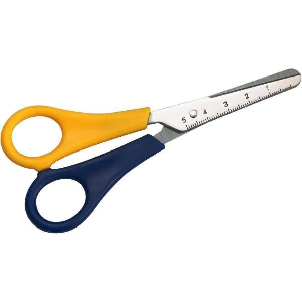 Bastelschere rund 13,5cm Linkshänder gelb/blau