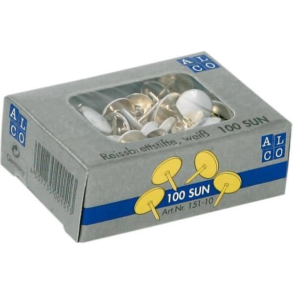 Reißnägel Sun 9,5mm kunststoffüberzogen VE=100 Stück weiß
