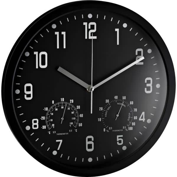 Wanduhr rund Kunststoff 35cm schwarz