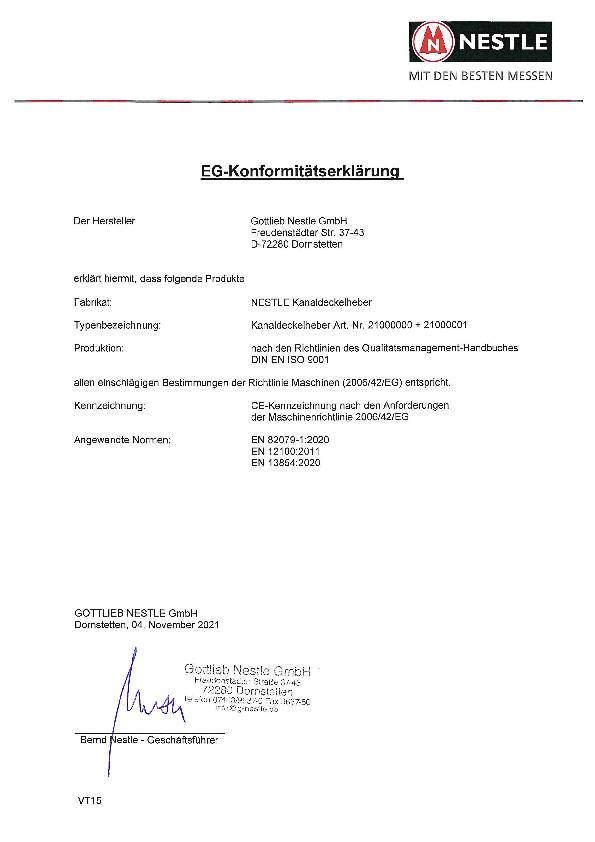 Kanaldeckelheber L.980-1480mm fahrbar rot pulv.NESTLE