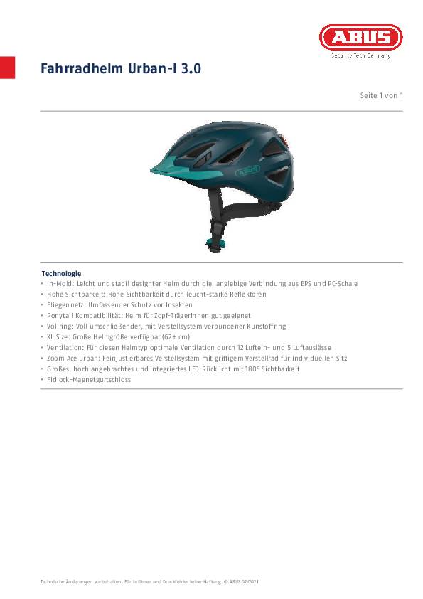 Radhelm Urban-I 3.0 Kopfumfang 52-58cm weiß ABUS