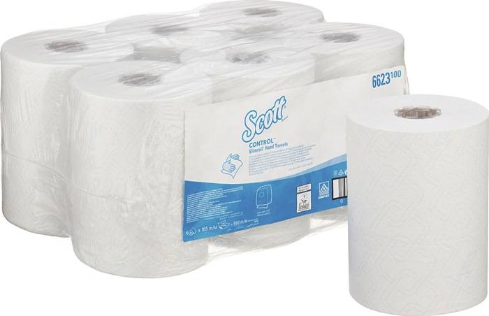 Rollenhandtuch Scott® Control™ 1-lagig weiß L ca.165mxB ca.198mm 6 Rollen/KT